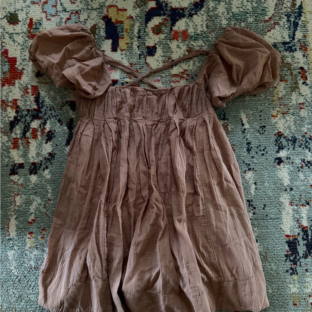 Free People Brown Puff Sleeve Dress